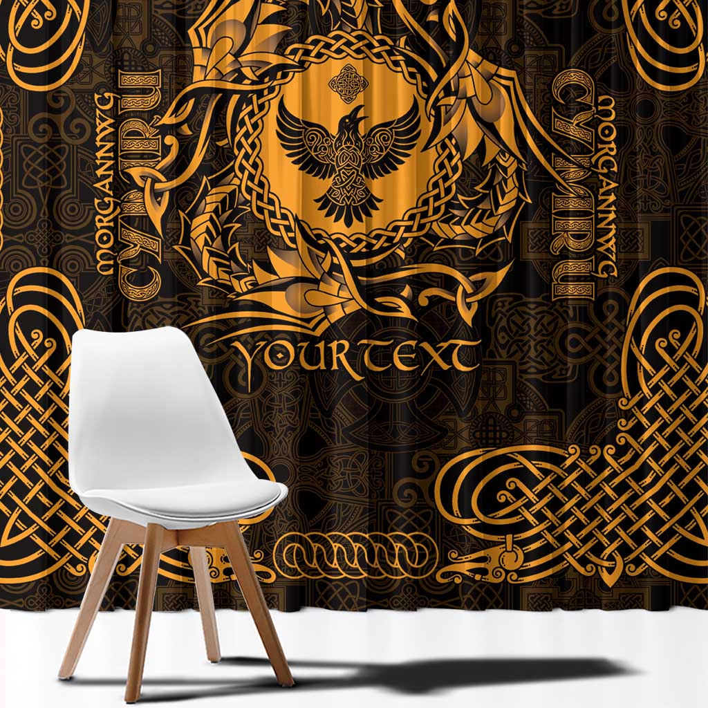 Personalized Glamorgan Morgannwg Window Curtain Gold Raven Celtic-inspired - Wonder Print Shop