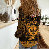 Personalized Glamorgan Morgannwg Women Casual Shirt Gold Raven Celtic-inspired - Wonder Print Shop