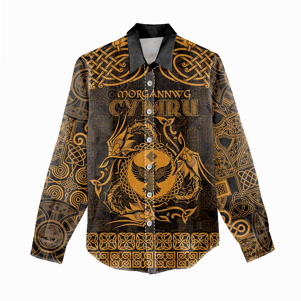 Personalized Glamorgan Morgannwg Women Casual Shirt Gold Raven Celtic-inspired - Wonder Print Shop