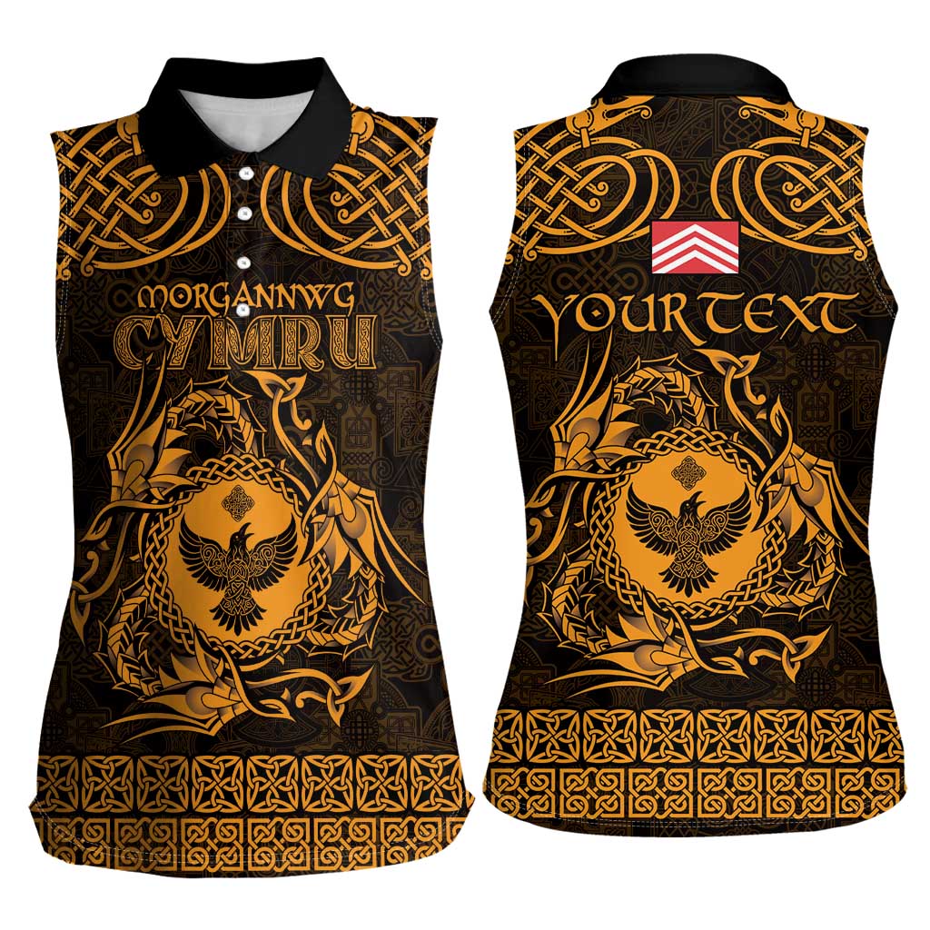 Personalized Glamorgan Morgannwg Women Sleeveless Polo Shirt Gold Raven Celtic-inspired - Wonder Print Shop