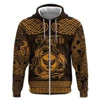 Personalized Glamorgan Morgannwg Zip Hoodie Gold Raven Celtic-inspired - Wonder Print Shop