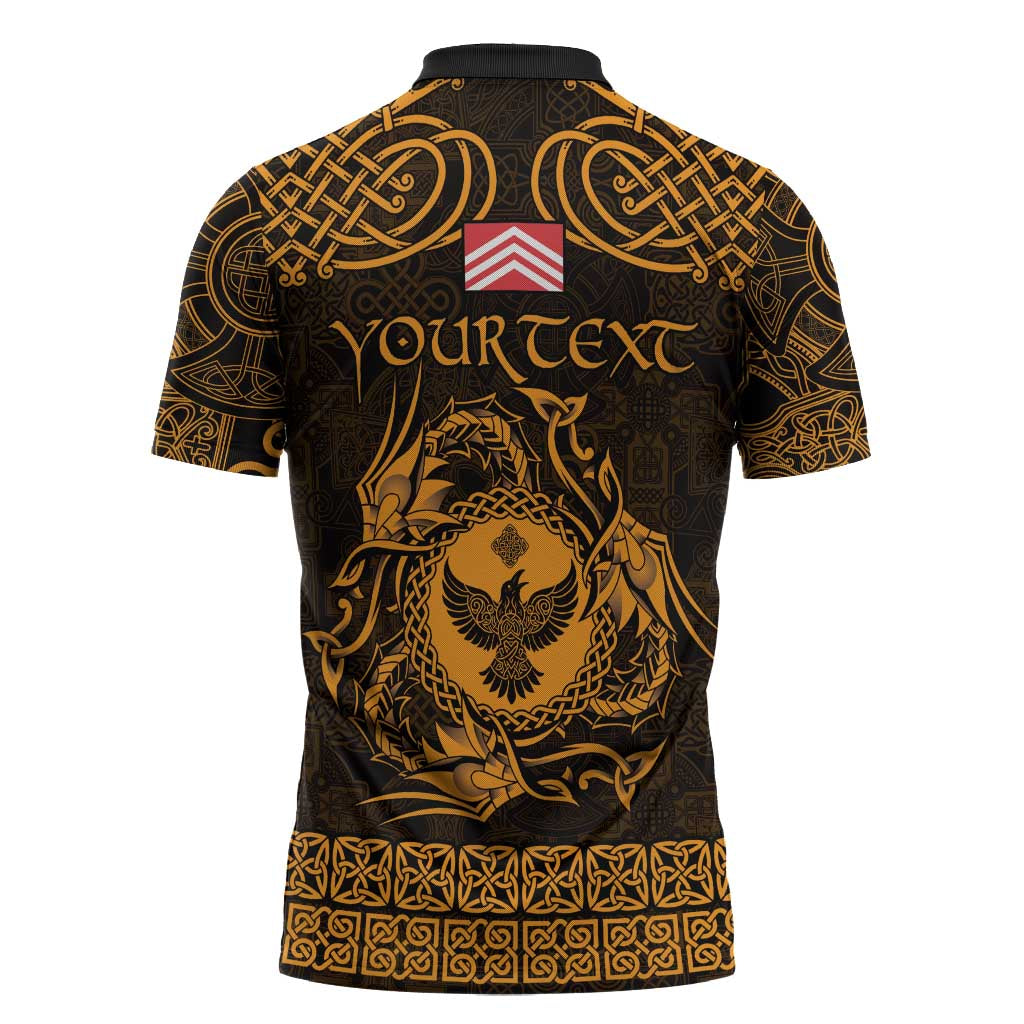 Personalized Glamorgan Morgannwg Zipper Polo Shirt Gold Raven Celtic-inspired - Wonder Print Shop