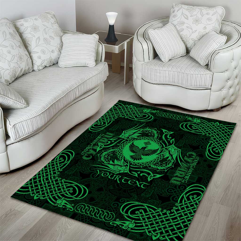 Personalized Glamorgan Morgannwg Area Rug Green Raven Celtic-inspired - Wonder Print Shop