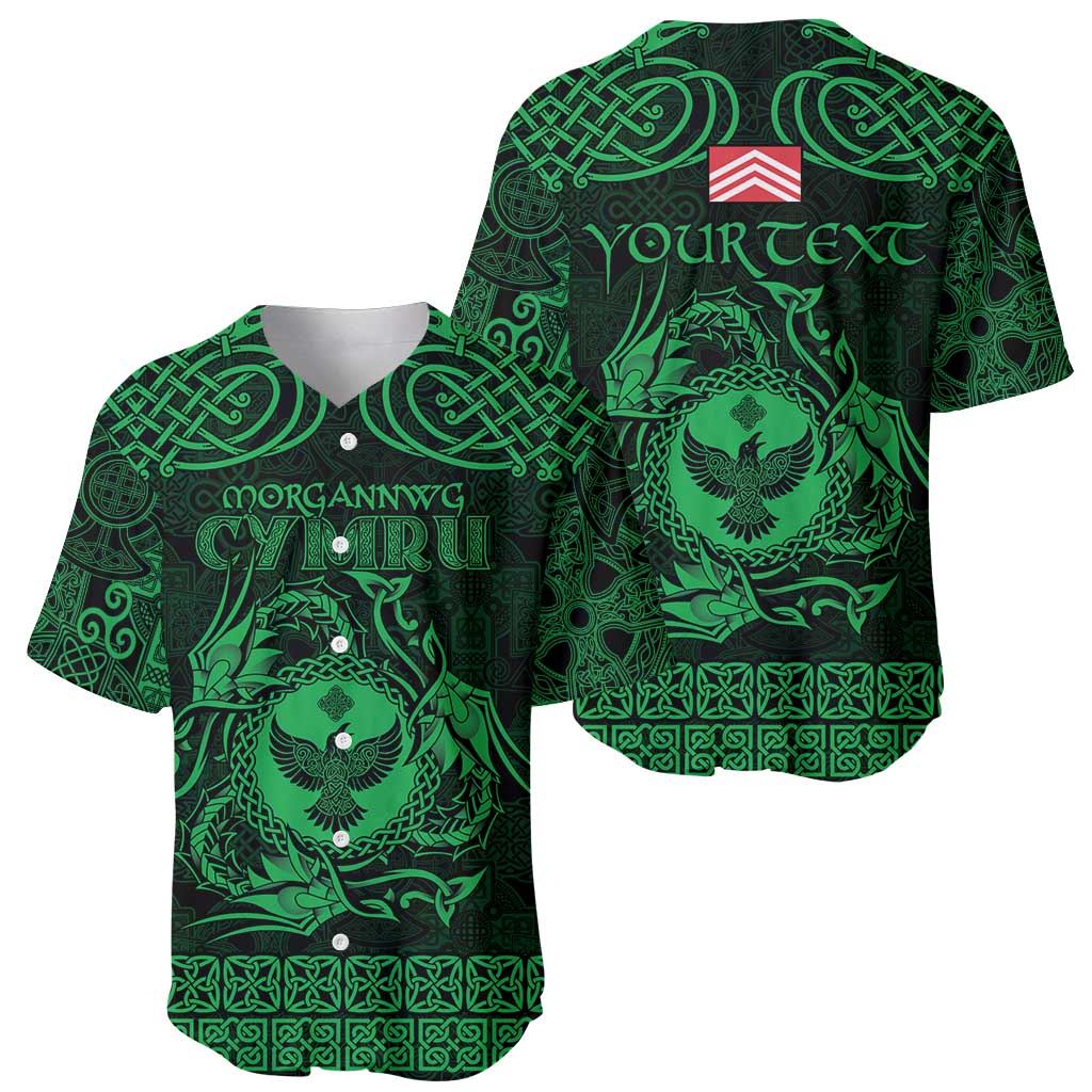 Personalized Glamorgan Morgannwg Baseball Jersey Green Raven Celtic-inspired - Wonder Print Shop