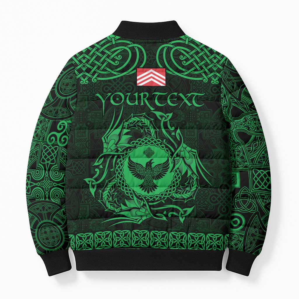 Personalized Glamorgan Morgannwg Bomber Puffer Jacket Green Raven Celtic-inspired - Wonder Print Shop