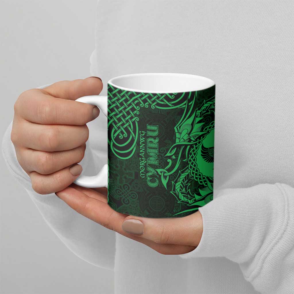 Personalized Glamorgan Morgannwg Ceramic Mug Green Raven Celtic-inspired - Wonder Print Shop