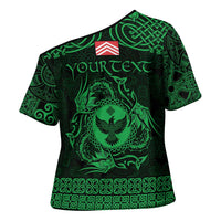 Personalized Glamorgan Morgannwg Cross Shoulder Shirt Green Raven Celtic-inspired - Wonder Print Shop