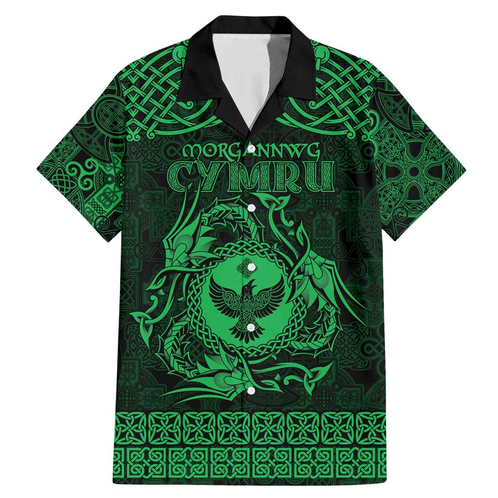 Personalized Glamorgan Morgannwg Family Matching Mermaid Dress and Hawaiian Shirt Green Raven Celtic-inspired - Wonder Print Shop