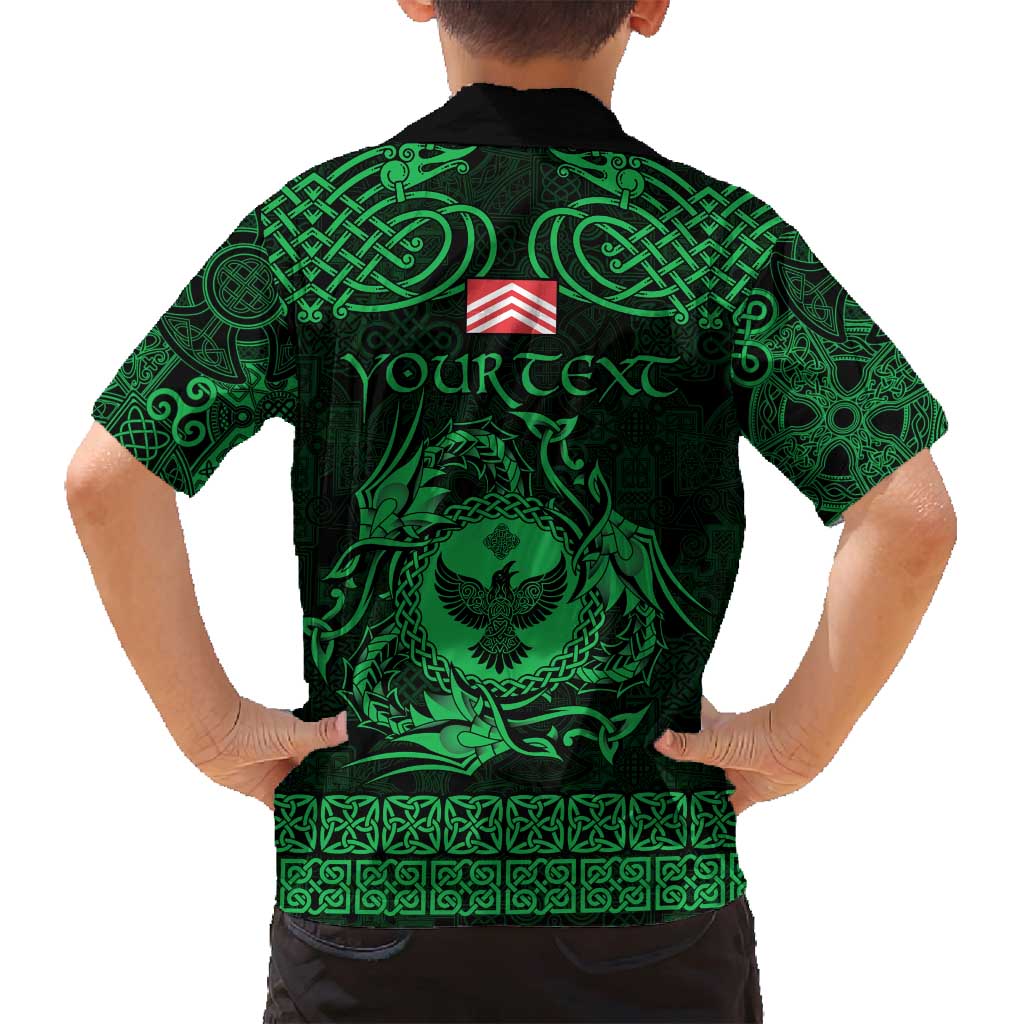 Personalized Glamorgan Morgannwg Family Matching Off Shoulder Maxi Dress and Hawaiian Shirt Green Raven Celtic-inspired - Wonder Print Shop