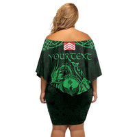 Personalized Glamorgan Morgannwg Family Matching Off Shoulder Short Dress and Hawaiian Shirt Green Raven Celtic-inspired - Wonder Print Shop