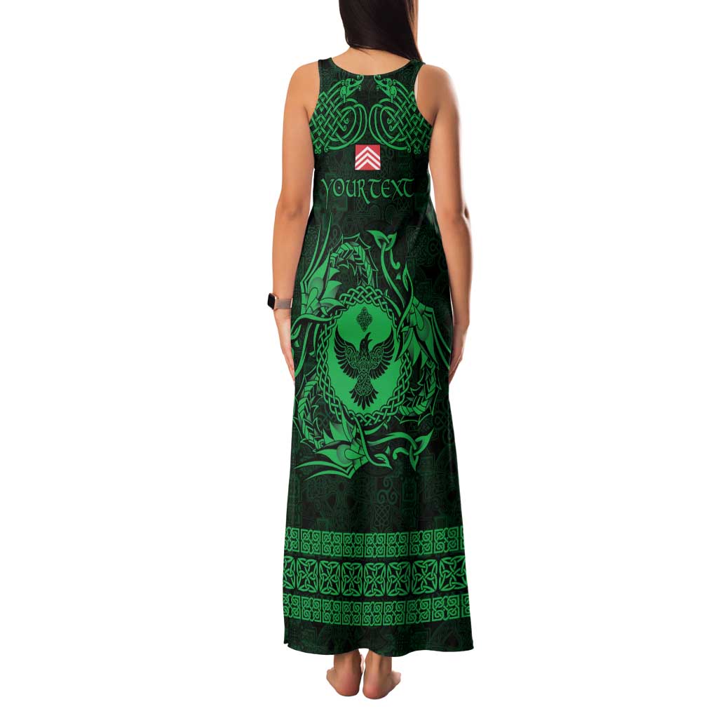 Personalized Glamorgan Morgannwg Family Matching Tank Maxi Dress and Hawaiian Shirt Green Raven Celtic-inspired - Wonder Print Shop