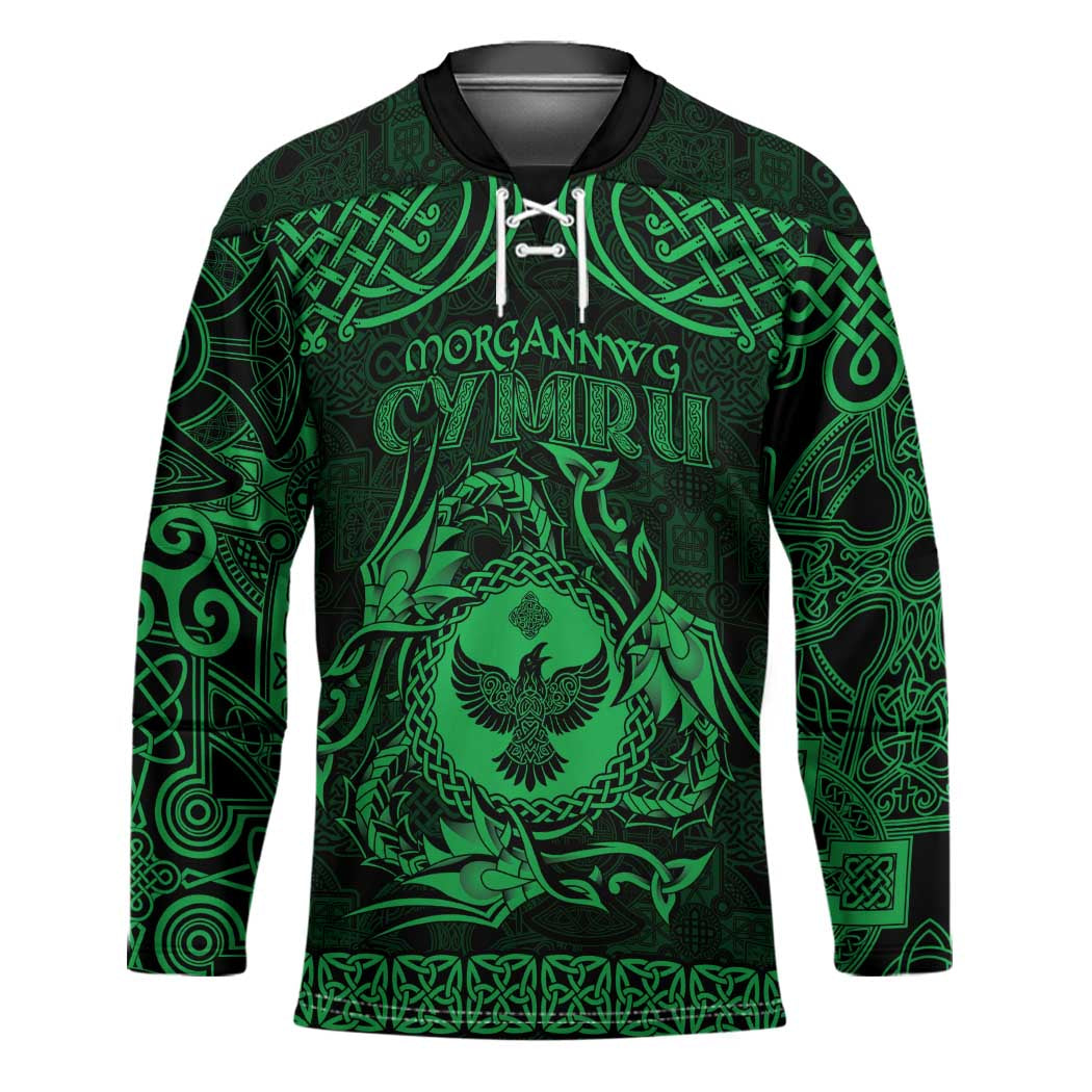 Personalized Glamorgan Morgannwg Hockey Jersey Green Raven Celtic-inspired - Wonder Print Shop