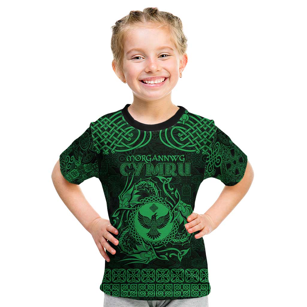 Personalized Glamorgan Morgannwg Kid T Shirt Green Raven Celtic-inspired - Wonder Print Shop