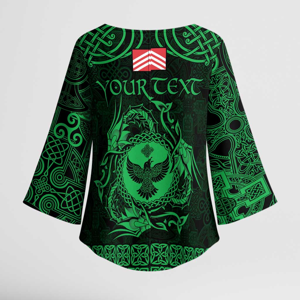 Personalized Glamorgan Morgannwg Kimono Sleeve Blouse Green Raven Celtic-inspired - Wonder Print Shop