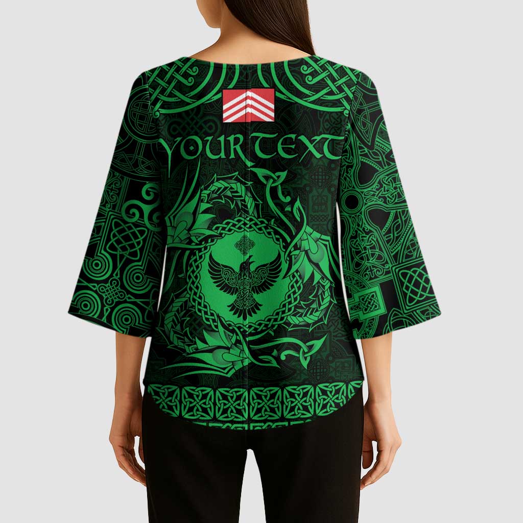 Personalized Glamorgan Morgannwg Kimono Sleeve Blouse Green Raven Celtic-inspired - Wonder Print Shop