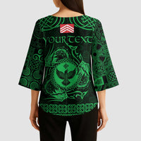 Personalized Glamorgan Morgannwg Kimono Sleeve Blouse Green Raven Celtic-inspired - Wonder Print Shop
