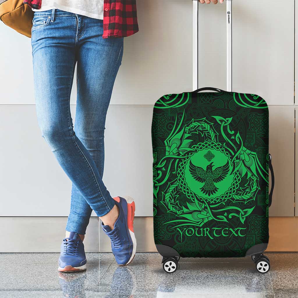 Personalized Glamorgan Morgannwg Luggage Cover Green Raven Celtic-inspired - Wonder Print Shop