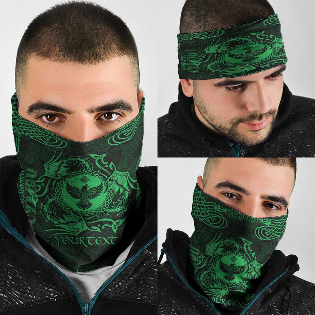 Personalized Glamorgan Morgannwg Neck Gaiter Green Raven Celtic-inspired - Wonder Print Shop