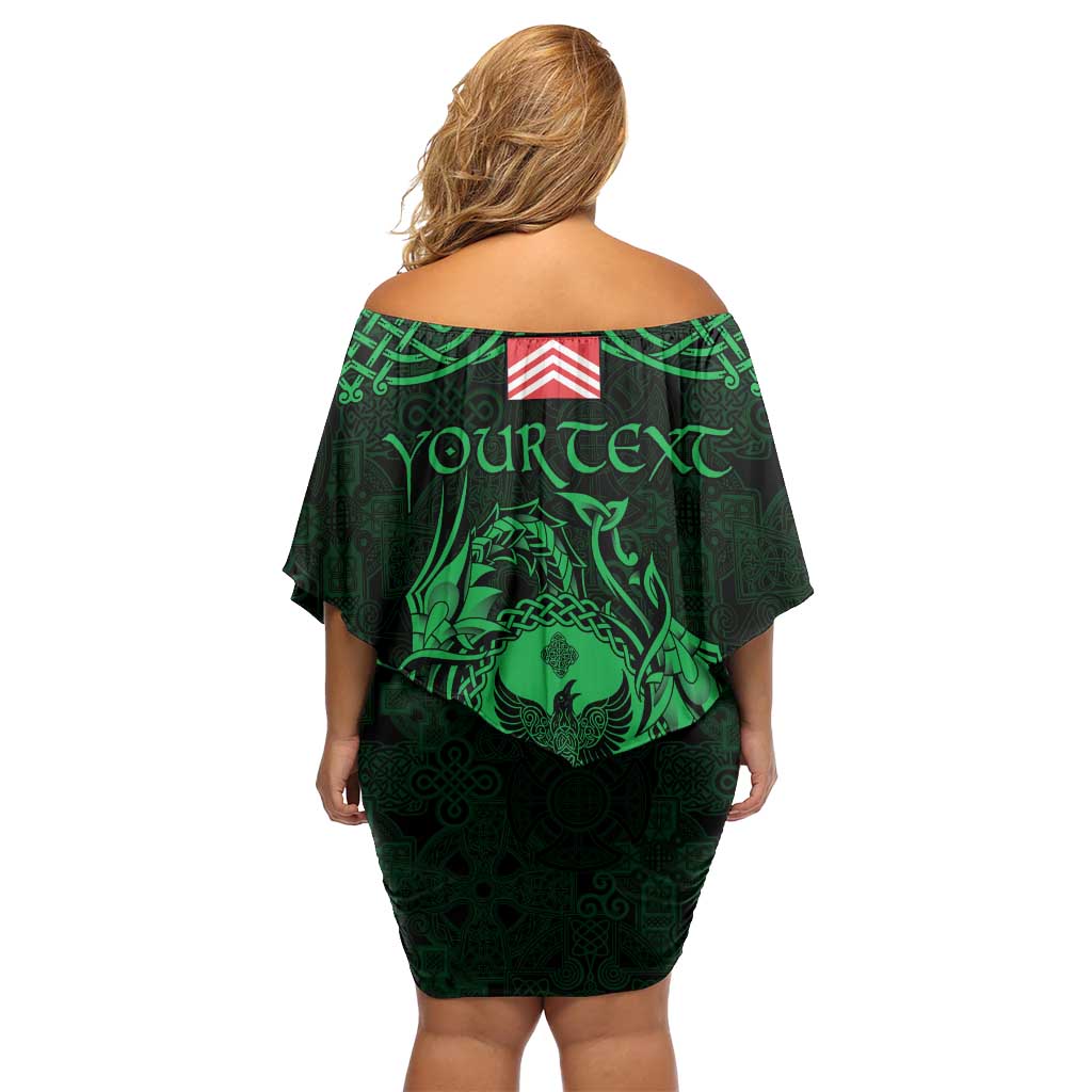 Personalized Glamorgan Morgannwg Off Shoulder Short Dress Green Raven Celtic-inspired - Wonder Print Shop