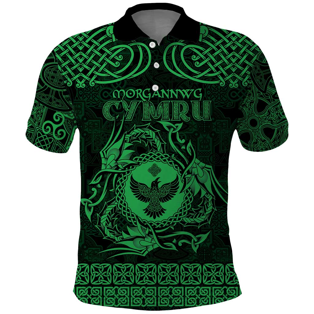 Personalized Glamorgan Morgannwg Polo Shirt Green Raven Celtic-inspired - Wonder Print Shop