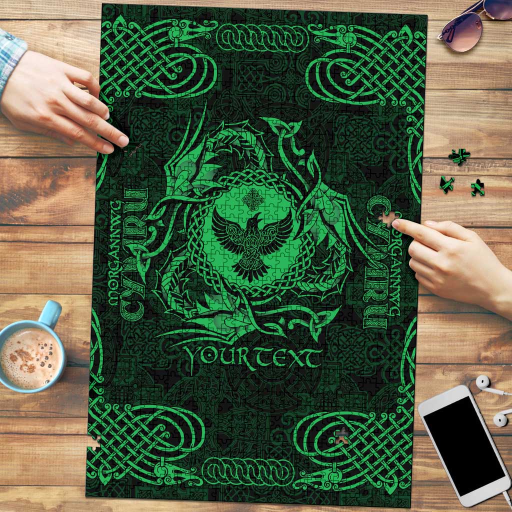 Personalized Glamorgan Morgannwg Puzzle Green Raven Celtic-inspired - Wonder Print Shop