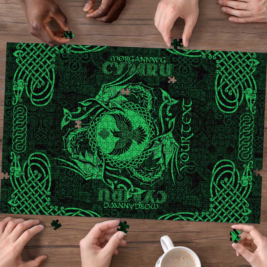 Personalized Glamorgan Morgannwg Puzzle Green Raven Celtic-inspired - Wonder Print Shop