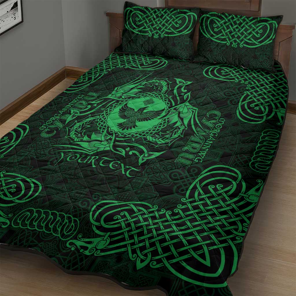 Personalized Glamorgan Morgannwg Quilt Bed Set Green Raven Celtic-inspired - Wonder Print Shop