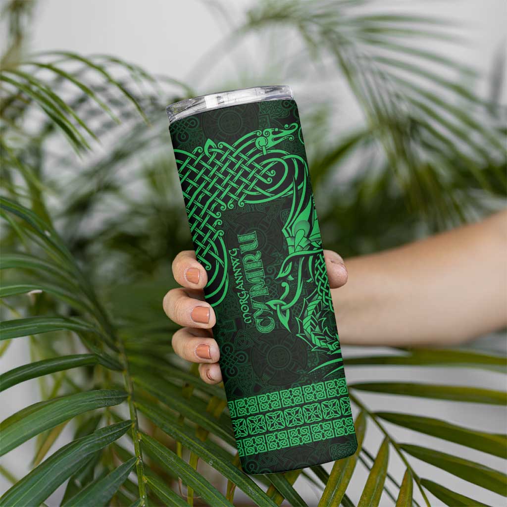 Personalized Glamorgan Morgannwg Skinny Tumbler Green Raven Celtic-inspired - Wonder Print Shop