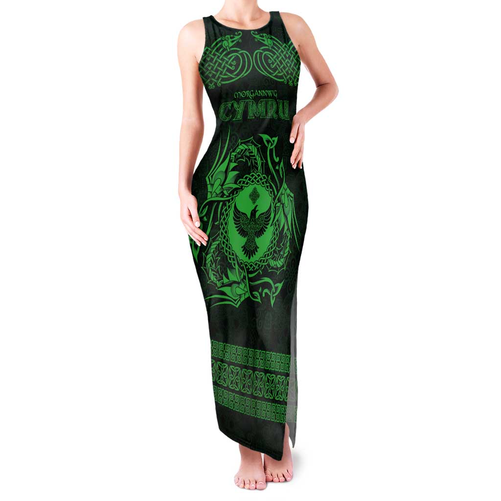 Personalized Glamorgan Morgannwg Tank Maxi Dress Green Raven Celtic-inspired - Wonder Print Shop