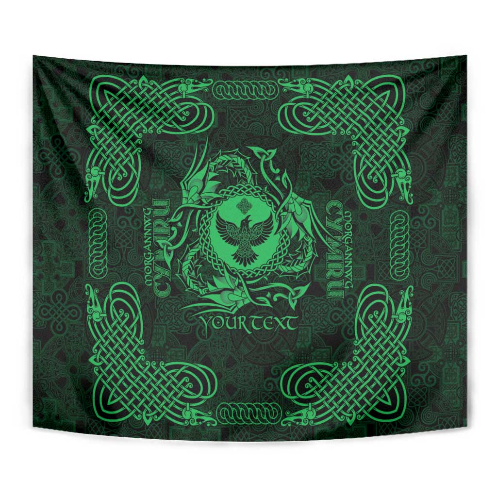 Personalized Glamorgan Morgannwg Tapestry Green Raven Celtic-inspired - Wonder Print Shop