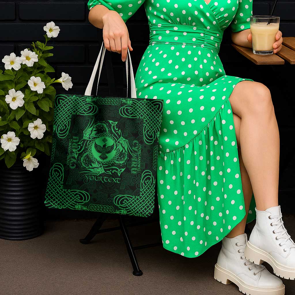 Personalized Glamorgan Morgannwg Tote Bag Green Raven Celtic-inspired - Wonder Print Shop