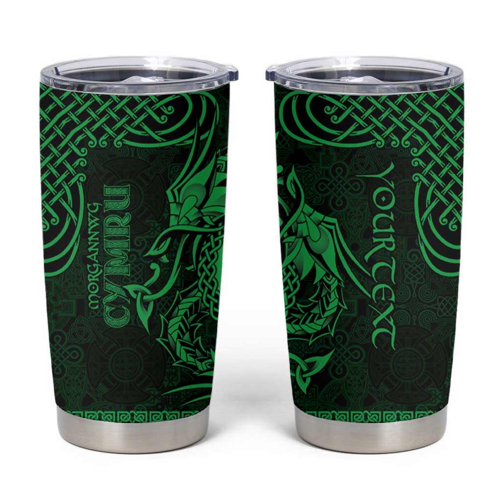 Personalized Glamorgan Morgannwg Tumbler Cup Green Raven Celtic-inspired - Wonder Print Shop