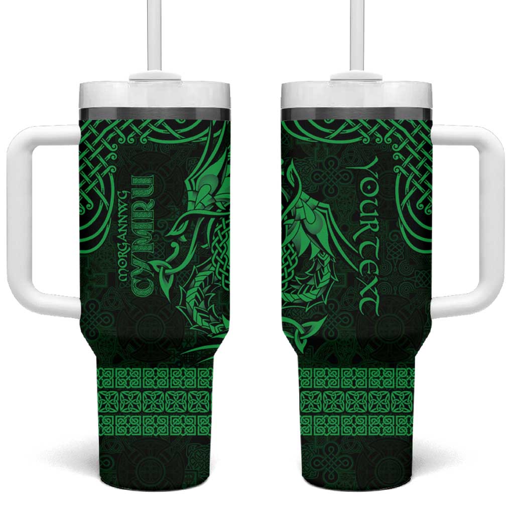 Personalized Glamorgan Morgannwg Tumbler With Handle Green Raven Celtic-inspired - Wonder Print Shop
