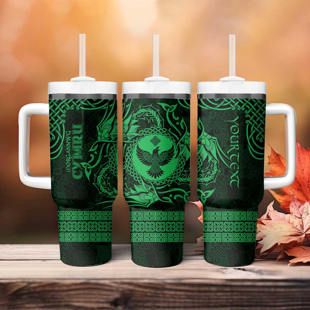 Personalized Glamorgan Morgannwg Tumbler With Handle Green Raven Celtic-inspired - Wonder Print Shop