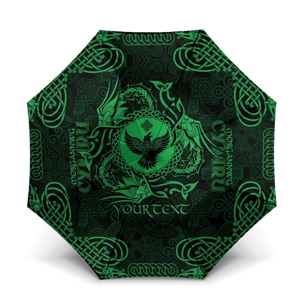 Personalized Glamorgan Morgannwg Umbrella Green Raven Celtic-inspired - Wonder Print Shop