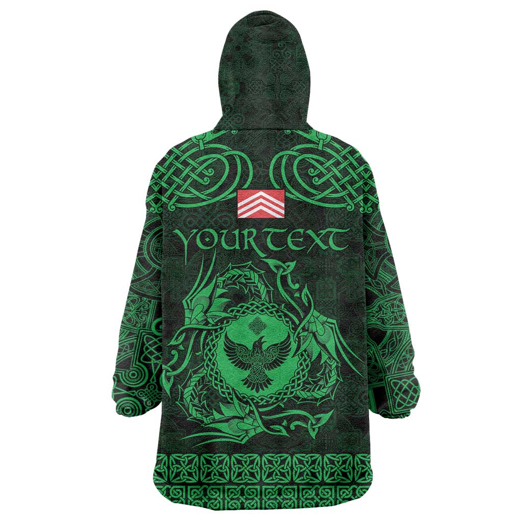 Personalized Glamorgan Morgannwg Wearable Blanket Hoodie Green Raven Celtic-inspired - Wonder Print Shop