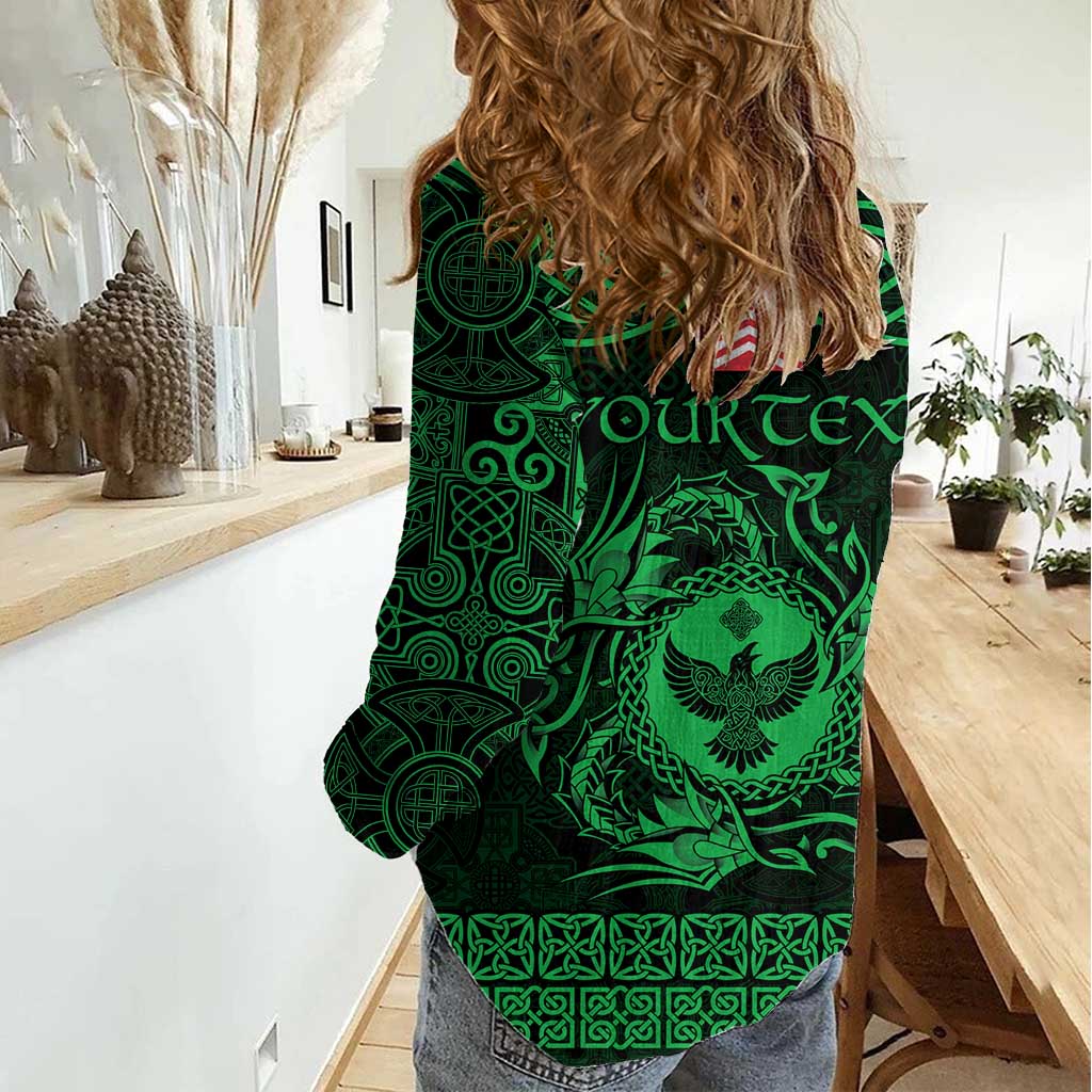 Personalized Glamorgan Morgannwg Women Casual Shirt Green Raven Celtic-inspired - Wonder Print Shop