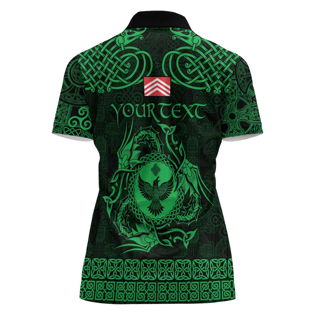 Personalized Glamorgan Morgannwg Women Polo Shirt Green Raven Celtic-inspired - Wonder Print Shop