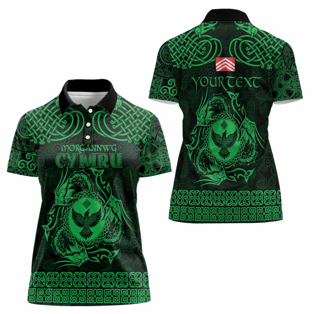 Personalized Glamorgan Morgannwg Women Polo Shirt Green Raven Celtic-inspired - Wonder Print Shop