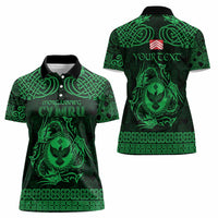 Personalized Glamorgan Morgannwg Women Polo Shirt Green Raven Celtic-inspired - Wonder Print Shop