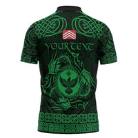 Personalized Glamorgan Morgannwg Zipper Polo Shirt Green Raven Celtic-inspired - Wonder Print Shop