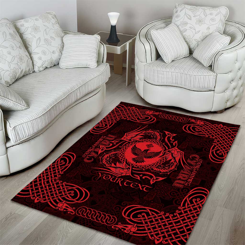 Personalized Glamorgan Morgannwg Area Rug Red Raven Celtic-inspired - Wonder Print Shop