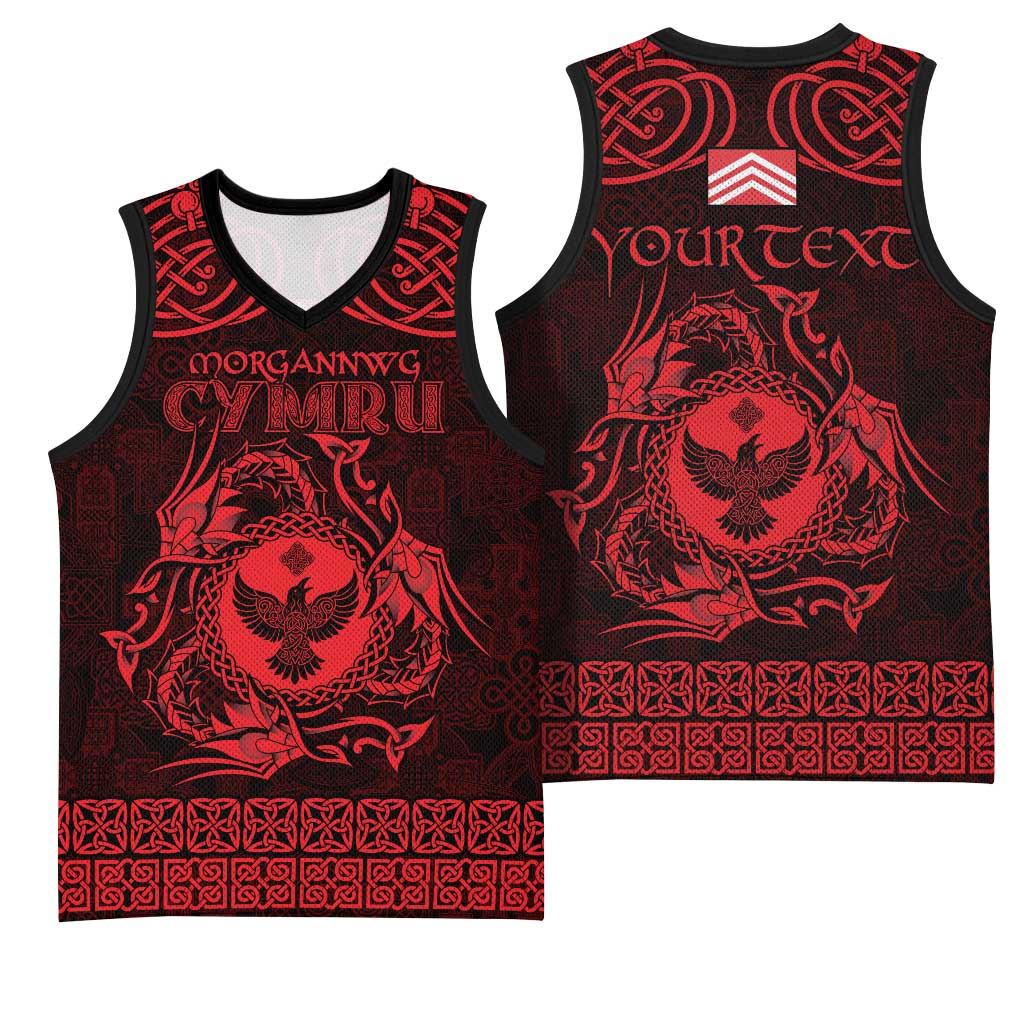 Personalized Glamorgan Morgannwg Basketball Jersey Red Raven Celtic-inspired - Wonder Print Shop