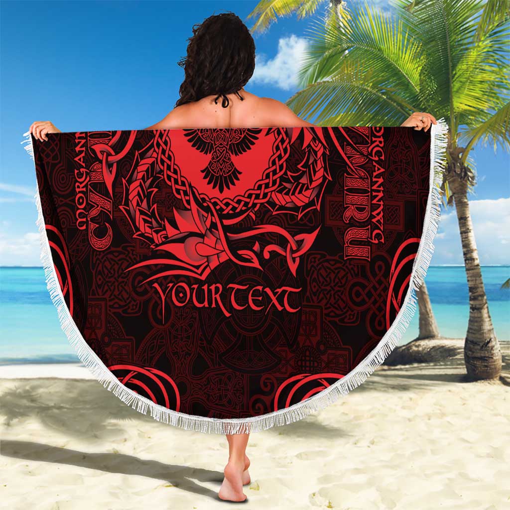 Personalized Glamorgan Morgannwg Beach Blanket Red Raven Celtic-inspired - Wonder Print Shop