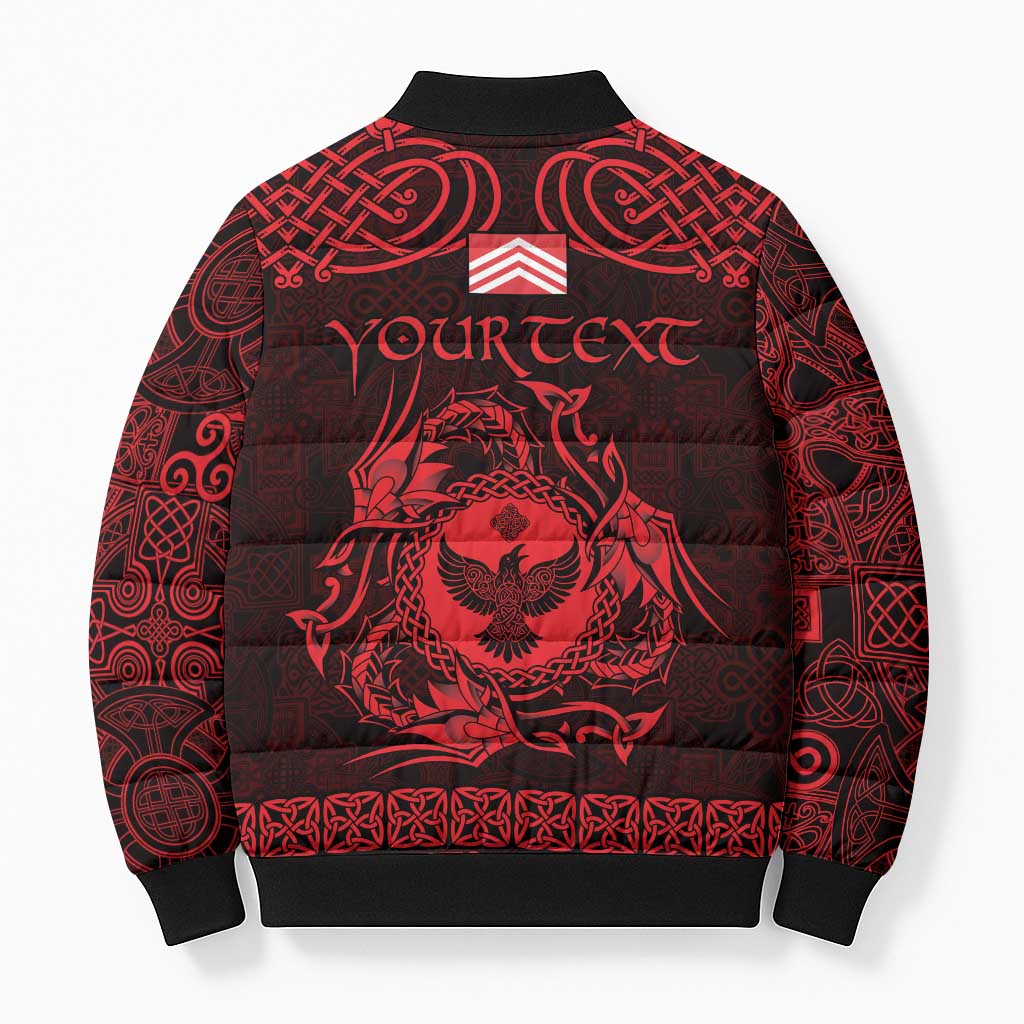 Personalized Glamorgan Morgannwg Bomber Puffer Jacket Red Raven Celtic-inspired - Wonder Print Shop