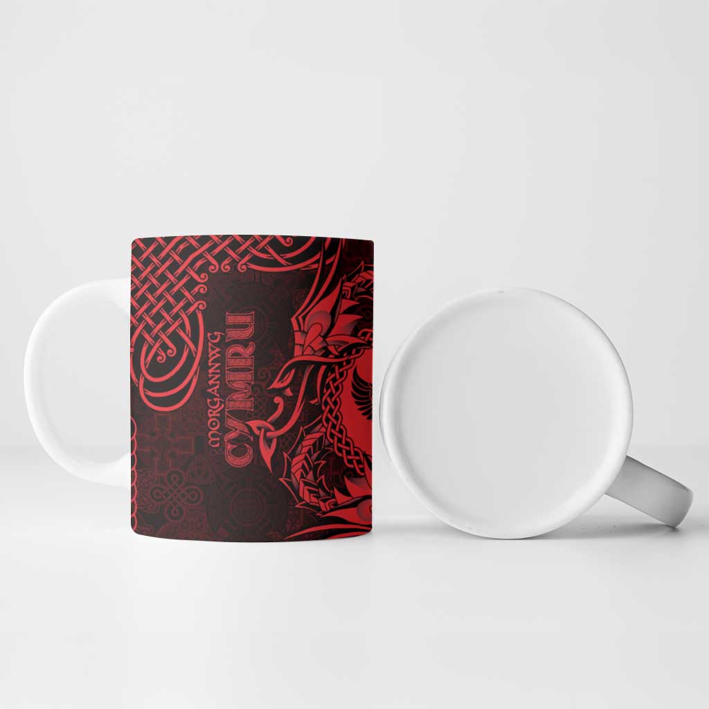 Personalized Glamorgan Morgannwg Ceramic Mug Red Raven Celtic-inspired - Wonder Print Shop