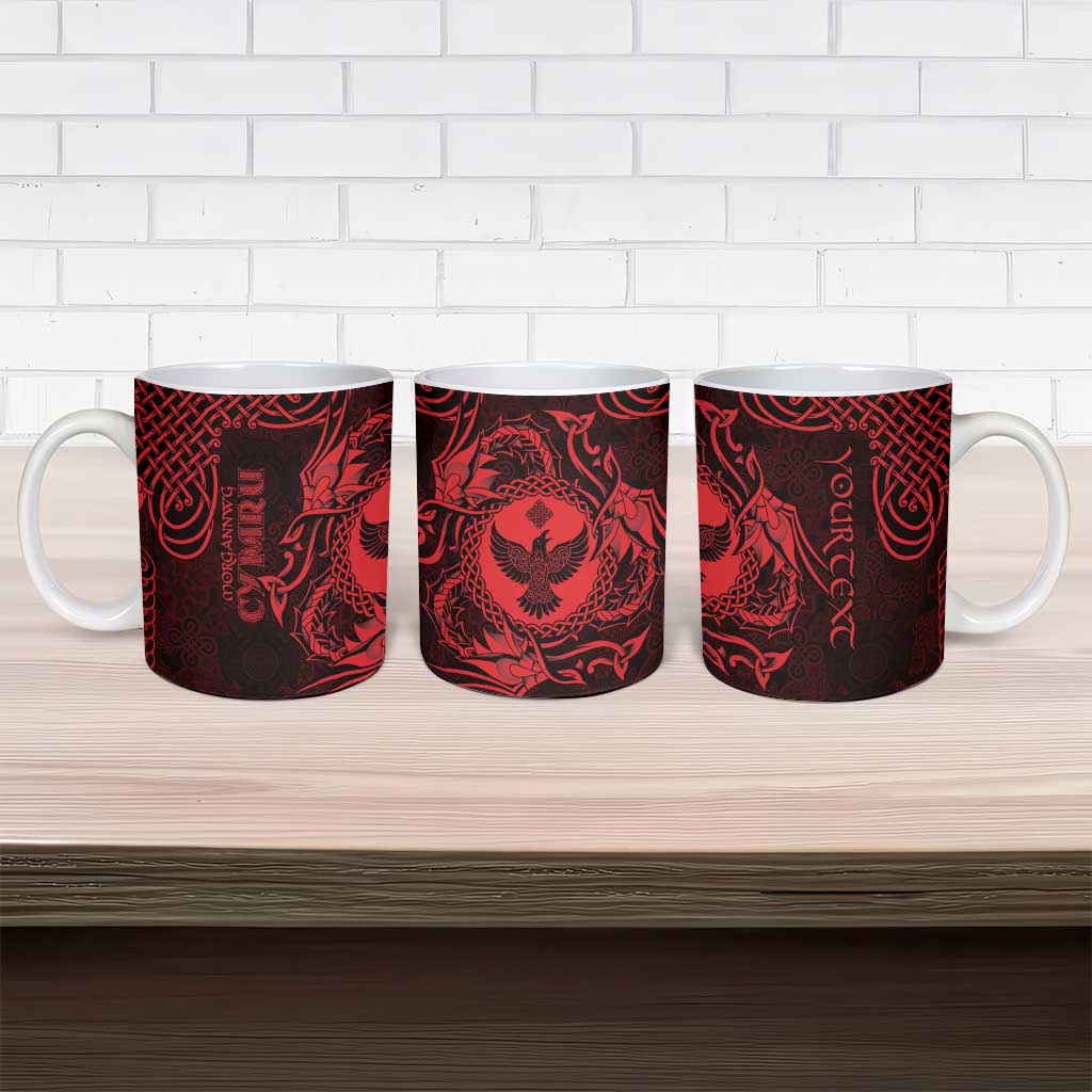 Personalized Glamorgan Morgannwg Ceramic Mug Red Raven Celtic-inspired - Wonder Print Shop