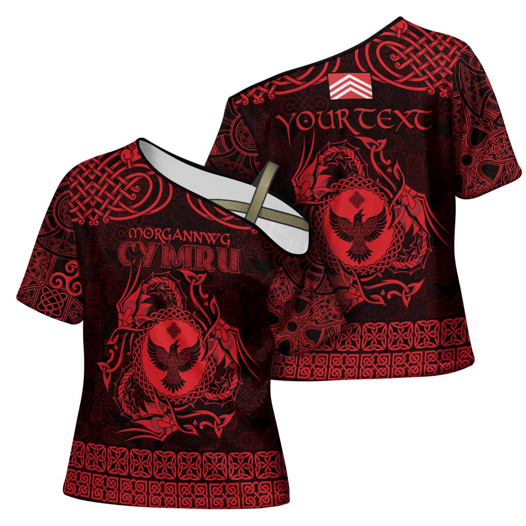 Personalized Glamorgan Morgannwg Cross Shoulder Shirt Red Raven Celtic-inspired - Wonder Print Shop