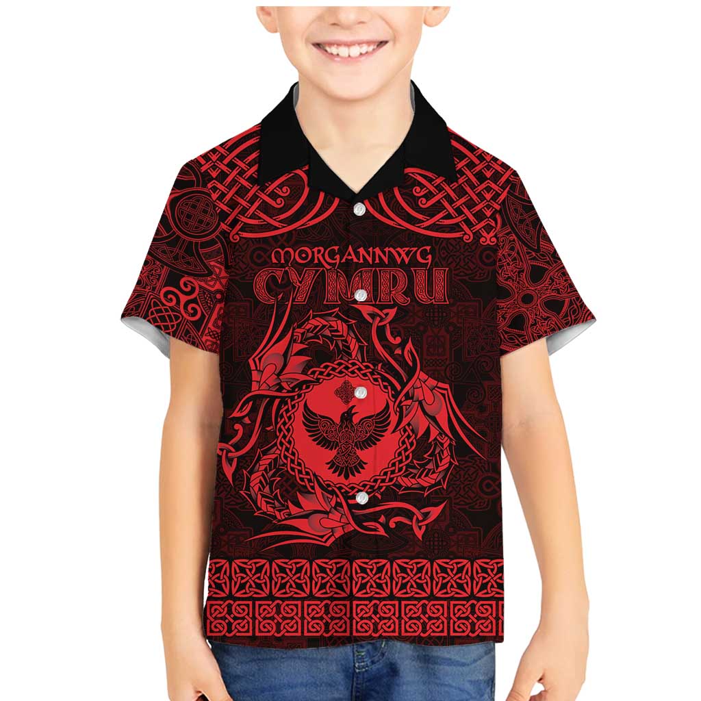 Personalized Glamorgan Morgannwg Family Matching Mermaid Dress and Hawaiian Shirt Red Raven Celtic-inspired - Wonder Print Shop