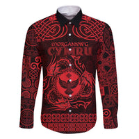 Personalized Glamorgan Morgannwg Family Matching Off The Shoulder Long Sleeve Dress and Hawaiian Shirt Red Raven Celtic-inspired - Wonder Print Shop